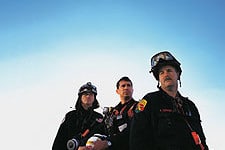 Left to right: physican Bill Trolan, caver Carl Levon Kustin, and wildland firefighter Bob Tooker after an exhausting shift Photo: James Rexroad