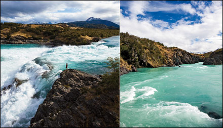 Left: The confluence of the Rio Baker and the Rio Nef. Right: The mighty Baker, which can flood at up to 120,000 cubic feet per second Photographs by Michael Hanson
